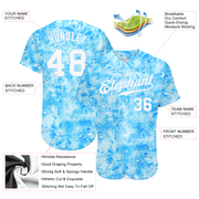 Custom Scratch Graffiti Pattern White-Light Blue 3D Authentic Baseball Jersey