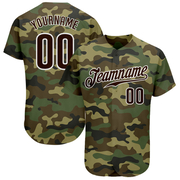 Custom Camo Brown-White Authentic Salute To Service Baseball Jersey
