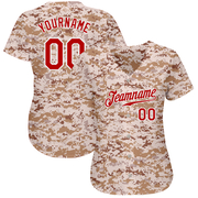 Custom Camo Red-White Authentic Salute To Service Baseball Jersey