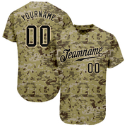 Custom Camo Black-Cream Authentic Salute To Service Baseball Jersey