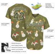 Custom Olive Olive-White Christmas 3D Authentic Salute To Service Baseball Jersey
