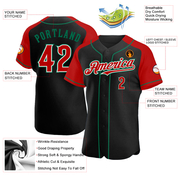 Custom Black Red-Kelly Green Authentic Raglan Sleeves Baseball Jersey