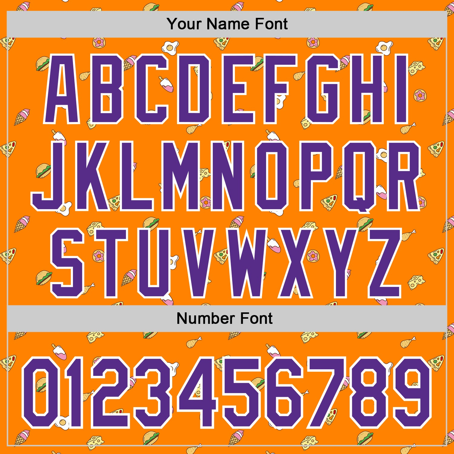 Custom Bay Orange Purple-White 3D Pattern Design Foodie Fast Food Cheese Pizza Dessert Ice Cream Authentic Baseball Jersey