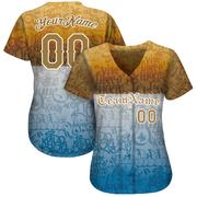 Custom Graffiti Pattern Gold-White 3D Chicano Authentic Baseball Jersey