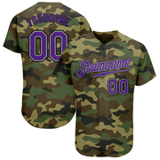 Custom Camo Purple-Black Authentic Salute To Service Baseball Jersey