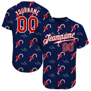 Custom Navy Red-White Christmas 3D Authentic Baseball Jersey