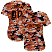 Custom Camo Black-Orange Authentic Salute To Service Baseball Jersey