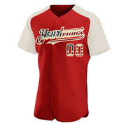 Custom Red Vintage USA Flag-Cream Authentic Raglan Sleeves Baseball Jersey