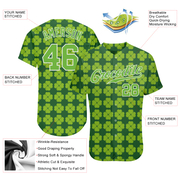 Custom Kelly Green Neon Green-White 3D Pattern Design Authentic St. Patrick's Day Baseball Jersey