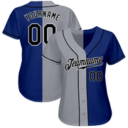 Custom Royal Black-Gray Authentic Split Fashion Baseball Jersey