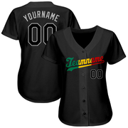 Custom Black Black-Red Authentic Split Fashion Baseball Jersey