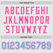 Custom White Pink Pinstripe Light Blue-Pink Authentic Raglan Sleeves Baseball Jersey