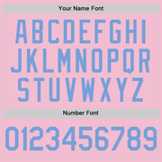 Custom Light Pink Light Blue-White Authentic Throwback Baseball Jersey