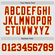 Custom White Red Pinstripe Red-Gold Authentic Raglan Sleeves Baseball Jersey