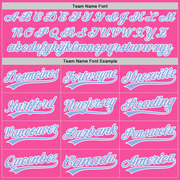 Custom Pink Light Blue-White Authentic Split Fashion Baseball Jersey