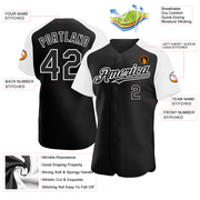 Custom Black White Authentic Raglan Sleeves Baseball Jersey
