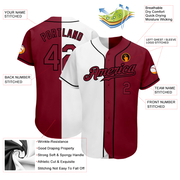 Custom White Crimson-Black Authentic Split Fashion Baseball Jersey