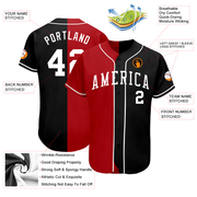 Custom Black White-Red Authentic Split Fashion Baseball Jersey