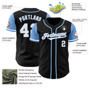 Custom Black White-Light Blue Authentic Two Tone Baseball Jersey
