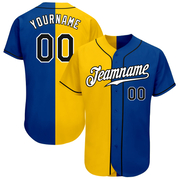 Custom Royal Black-Yellow Authentic Split Fashion Baseball Jersey