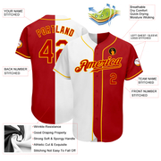 Custom White Red-Gold Authentic Split Fashion Baseball Jersey