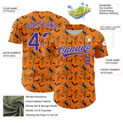 Custom Bay Orange Purple-White 3D Pattern Halloween Authentic Baseball Jersey