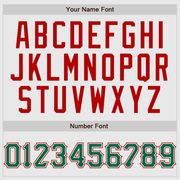 Custom White Kelly Green Pinstripe Kelly Green-Red Authentic Raglan Sleeves Baseball Jersey