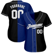 Custom Black White-Royal Authentic Split Fashion Baseball Jersey