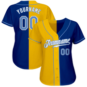 Custom Royal Light Blue-Yellow Authentic Split Fashion Baseball Jersey