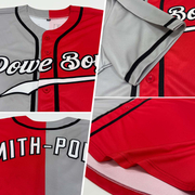Custom Red Black-Gray Authentic Split Fashion Baseball Jersey