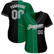 Custom Black Gray-Kelly Green Authentic Split Fashion Baseball Jersey