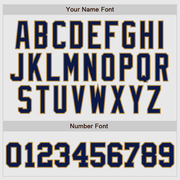 Custom White Navy Pinstripe Navy-Old Gold Authentic Raglan Sleeves Baseball Jersey