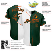 Custom White Green-Orange Authentic Split Fashion Baseball Jersey