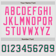 Custom White Kelly Green Pinstripe Kelly Green-Pink Authentic Raglan Sleeves Baseball Jersey