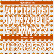 Custom White White-Texas Orange 3D Pattern Design Halloween Pumpkins Funny Faces Authentic Baseball Jersey