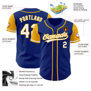 Custom Royal White-Gold Authentic Two Tone Baseball Jersey