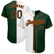 Custom White Green-Orange Authentic Split Fashion Baseball Jersey