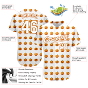 Custom White White-Texas Orange 3D Pattern Design Halloween Pumpkins Funny Faces Authentic Baseball Jersey