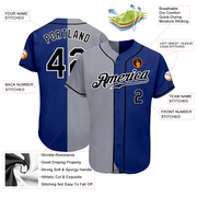 Custom Royal Black-Gray Authentic Split Fashion Baseball Jersey