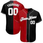 Custom Black White-Red Gray Authentic Split Fashion Baseball Jersey
