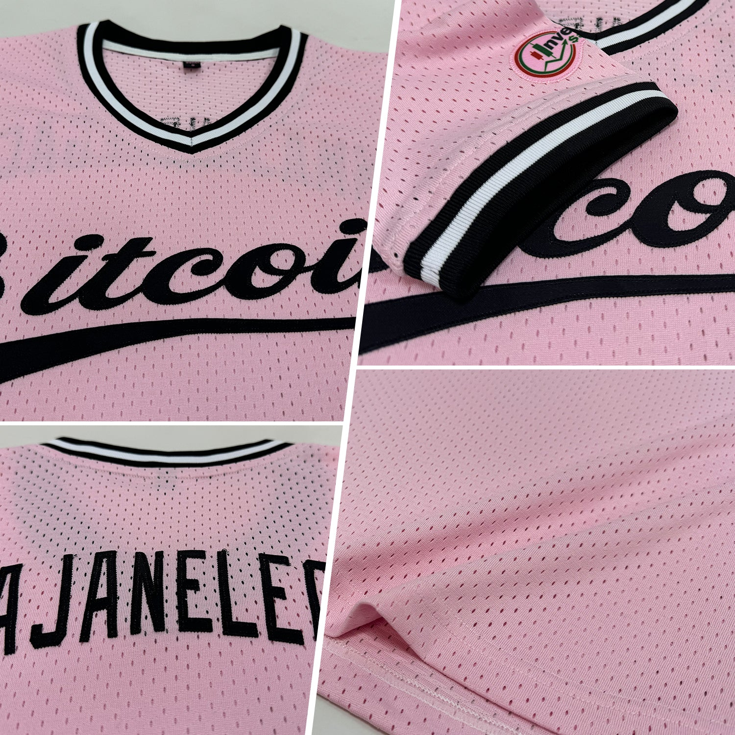 Custom Light Pink Black-White Authentic Throwback Baseball Jersey