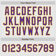 Custom White Purple Pinstripe Purple-Gold Authentic Raglan Sleeves Baseball Jersey