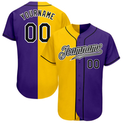 Custom Purple Black-Yellow Authentic Split Fashion Baseball Jersey