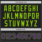 Custom Black Purple-Neon Green Authentic Raglan Sleeves Baseball Jersey