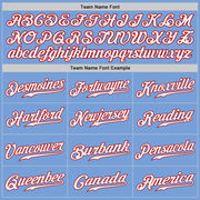 Custom White Light Blue-Red Authentic Split Fashion Baseball Jersey