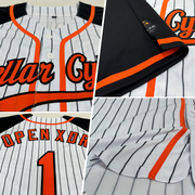 Custom White Black Pinstripe Orange-Black Authentic Raglan Sleeves Baseball Jersey