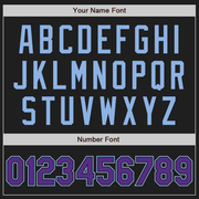 Custom Black Purple-Light Blue Authentic Raglan Sleeves Baseball Jersey