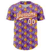 Custom Medium Purple White-Orange 3D Halloween Authentic Baseball Jersey
