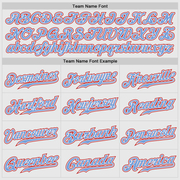 Custom White Light Blue Pinstripe Light Blue-Red Authentic Raglan Sleeves Baseball Jersey