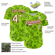 Custom Neon Green White-Red 3D Pattern Halloween Authentic Baseball Jersey
